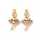 Brass Micro Pave Cubic Zirconia Pendants, The Dancing Girl, Long-Lasting Plated, Nickel Free, Real 18K Gold Plated, Purple, 22.5x11.5x4mm, Hole: 1.4mm