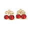 Alloy Rhinestone Pendants, Rack Plating, Cadmium Free & Nickel Free & Lead Free, Cherry, Golden, Light Siam, 17.5x15.5x6.5mm, Hole: 1.8mm