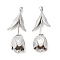 Brass Pendants, Cadmium Free & Nickel Free & Lead Free, Tulip Charm, Real Platinum Plated, 27x11x8mm, Hole: 1x2mm