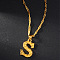 Brass Initial Pendant Necklaces, Golden, Letter S, 17.72 inch(45cm)