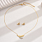 18K Gold Plated 201 Stainless Steel Leaf Pendant & Stud Earrings, Jewelry Set