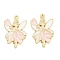 Rack Plating Alloy Enamel Pendants, Golden, Angel Charm, Misty Rose, 30.5x21x1.5mm, Hole: 1.8mm