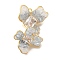 Brass Clear Cubic Zirconia & Glass Flower Connector Charms, Cadmium Free & Nickel Free & Lead Free, with Enamel, Real 18K Gold Plated, 32.5x19.5x10.5mm, Hole: 1.4mm