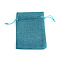 Polyester Imitation Burlap Packing Pouches Drawstring Bags, for Christmas, Wedding Party and DIY Craft Packing, Dark Cyan, 9x7cm