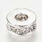 Brass Micro Pave Cubic Zirconia Beads, Flat Round, Cadmium Free & Lead Free, Clear, Platinum, 7x3mm, Hole: 3mm