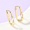 Rectangle Brass Micro Pave Clear Cubic Zirconia Hoop Earrings, Rack Plating, Long-Lasting Plated, Cadmium Free & Lead Free, Real 18K Gold Plated, 22.5x13.5x3.5mm