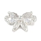 Brass Clear Cubic Zirconia Connector Charms, Cadmium Free & Nickel Free & Lead Free, Butterfly Links, 925 Sterling Silver Plated, 9x15x4mm, Hole: 1.2mm