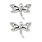 Alloy Crystal Pendants, with Rhinestone, Dragonfly Charms, Platinum, 18.5x24x2mm, Hole: 1.8mm