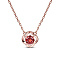 Flower Glamourous Real Rose Gold Plated 925 Sterling Silver Pendant Necklaces, with Cubic Zirconia, FireBrick, 15.7 inch