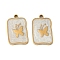 304 Stainless Steel Enamel Pendants, Rectangle with Butterfly Charms, Ion Plating(IP), Real 18K Gold Plated, 17x10.5x1.5mm, Hole: 1.4mm