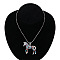 Alloy Colorful Rhinestone Horse Pendant Necklaces for Kid, Platinum, Platinum, 19.69 inch(50cm)