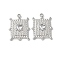 304 Stainless Steel Crystal Rhinestone Pendants, Rectangle Heart Charms, Stainless Steel Color, 18x13.5x3mm, Hole: 1.5mm