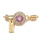 Brass Micro Pave Clear Cubic Zirconia Fold Over Clasps, Nickel Free, Flat Round, Real 18K Gold Plated, Pearl Pink, 35x6.5x5.5mm, Hole: 1.2mm