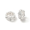Rack Plating Brass Beads, with Cubic Zirconia, Long-Lasting Plated, Lead Free & Cadmium Free, Rings with Flower, Clear, 8x4mm, Hole: 5mm