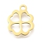 Ion Plating(IP) 304 Stainless Steel Charms, Clover Charm, Real 14K Gold Plated, 13x11x1mm, Hole: 1.6mm