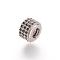 Brass Micro Pave Cubic Zirconia Beads, Cadmium Free & Lead Free, Column, Platinum, 9x6.6mm