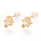 Planet Brass Micro Pave Clear Cubic Zirconia Stud Earrings, Long-Lasting Plated, Nickel Free, Real 18K Gold Plated, 9x8mm, Pin: 0.9mm