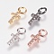 Brass Micro Pave Cubic Zirconia Tiny Cross Charms, Mixed Color, 9x5x1.5mm, Hole: 2mm