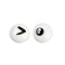 White and Black Flat Round Cartoon Resin Cabochons, Eye, 13x4mm
