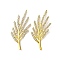 Iron Cabochons, with Crystal Rhinestone, Leafy Branch, Golden, 55x22.5x1.5mm
