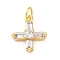 Brass Micro Pave Cubic Zirconia Pendants, Cadmium Free & Lead Free, Cross Charms, with Jump Ring, Real 16K Gold Plated, Cross, 15.5x13x4mm, Hole: 3.5mm