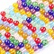 Glass Beads Strands, Multi-Color, Round, Mixed Color, 8mm, Hole: 1mm