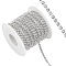 Brass Rhinestone Strass Chains, with Spool, Rhinestone Cup Chains, Silver Color Plated, Crystal, 3mm, about 10yards/roll