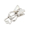Brass Micro Pave Clear Cubic Zirconia Box Clasps, Cadmium Free & Nickel Free & Lead Free, with Shell, Butterfly, Platinum, 24x11.5x8mm, Hole: 1.5mm