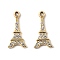 UV Plating Alloy Rhinestone Pendants, Tower, Golden, 23.5x12x3mm, Hole: 1.8mm
