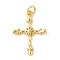 Brass Pendants, Cross Charms, with Jump Ring, Long-Lasting Plated, Lead Free & Cadmium Free, Real 18K Gold Plated, 22.5x16.5x2mm, Hole: 3.5mm