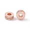 Brass Micro Pave Cubic Zirconia Beads, Column, Lead Free & Cadmium Free, Rose Gold, 7x3.5mm, Hole: 3mm