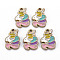 Alloy Enamel Pendants, Light Gold, Cadmium Free & Nickel Free & Lead Free, Unicorn, Colorful, 17x12x1.5mm, Hole: 1.4mm