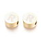 304 Stainless Steel Beads, Flat Round with Letter, Letter.R, 10x4.5mm, Hole: 2mm