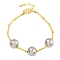 Rack Plating Round Brass Beaded Bracelets for Women, Cadmium Free & Lead Free, Long-Lasting Plated, Platinum, 7-1/2 inch(19.2cm)