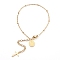 304 Stainless Steel Charm Bracelets, with Satellite Chains, Oval with Virgin Mary & Cross, Golden, 7-1/4 inch(18.5cm)