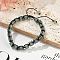 Adjustable Natural Labradorite and Non-magnetic Synthetic Hematite Braided Bead Bracelets, Inner Diameter: 1-3/4~2-7/8  inch(4.5~7.3cm)