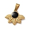 201 Stainless Steel Enamel Pendants, Leaf Charms, PVD Vacuum Plating, Golden, 17.5x20.5x2.5mm, Hole: 6x3mm