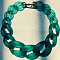 Frosted Acrylic Chunky Twisted Chain Necklacs for Women, with Metal Clasps, Golden, Teal, 19.69 inch(50cm)