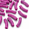 Opaque Crackle Acrylic Beads, Curved Tube, Medium Violet Red, 32x10x8mm, Hole: 1.8mm, about 330pcs/500g