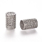 Hollow Brass Beads, Column, Real Platinum Plated, 18.5x12mm, Hole: 2mm