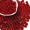 Transparent Colours Glass Seed Beads, Round, Red, 8x7.5mm, Hole: 1.6mm, about 681pcs/pound