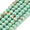 Assembled Synthetic Stone and Trochus Shell Beads Strands, Dyed, Round, Aquamarine, 6~6.5mm, Hole: 0.8mm, about 64pcs/strand, 15.47~15.55''(39.3~39.5cm)