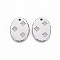 304 Stainless Steel Micro Pave Clear Cubic Zirconia Pendants, Cadmium Free & Nickel Free & Lead Free, Oval, Stainless Steel Color, 18x13x2mm, Hole: 1.4mm