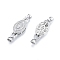 Brass Fold Over Clasps, Cadmium Free & Nickel Free & Lead Free, with Crystal Rhinestone Findings, Horse Eye, Real Platinum Plated, Clasp: 12x7x5.5mm, Inner Diameter: 3.8x1.2mm, Eye: 20.5x12.5x7.5mm.