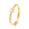 Clear Cubic Zirconia Initial Letter Adjustable Ring, Golden Brass Jewelry for Women, Cadmium Free & Lead Free, Letter.U, Inner Diameter: 18mm