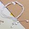 Latest Design Brass Heart Charm Bracelets For Women, with Lobster Clasps, Silver Color Plated, 7-7/8 inch(20cm)