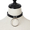 Alloy Ring Pendant PU Leather Choker Necklaces for Women, Platinum, Black, 15.75 inch(40cm)