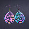 201 Stainless Steel Dangle Earrings, Teardrop, Rainbow Color, 69x36mm, Pin: 0.7mm