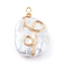 Natural Baroque Pearl Keshi Pearl Pendants, with Copper Wire, Nuggets, Light Gold, 26x16x6.5mm, Hole: 1.5mm