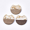 Resin & Walnut Wood Pendants, with Silver Foil, Gap Flat Round, Gold, 23x24.5x3.5mm, Hole: 2mm